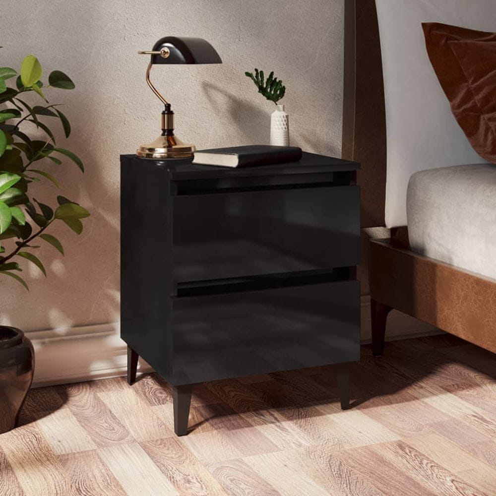 Petromila vidaXL Nočný stolík, lesklý čierny 40x35x50 cm, kompozitné drevo